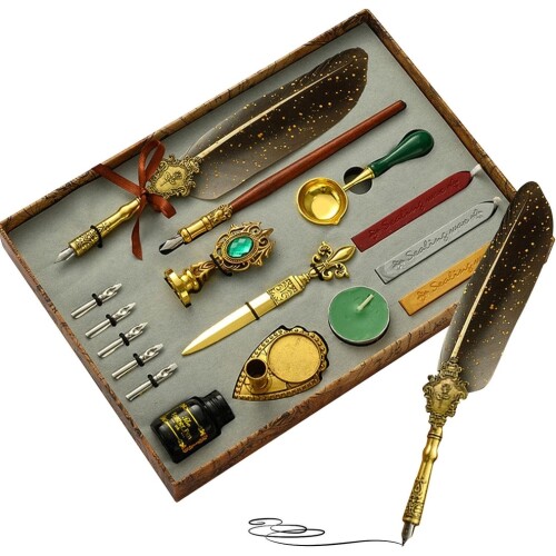 Tüylü Kaligrafi Kalem ve Mühür Seti