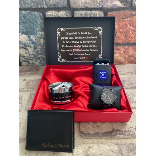 VİP Saatli Usb Çakmaklı Işıklı Tabaka Seti