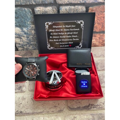 VİP Saatli Usb Çakmaklı Işıklı Tabaka Seti