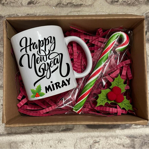 Yılbaşı Hediye Kupa Bardak ve Baston Şeker - Happy New Year