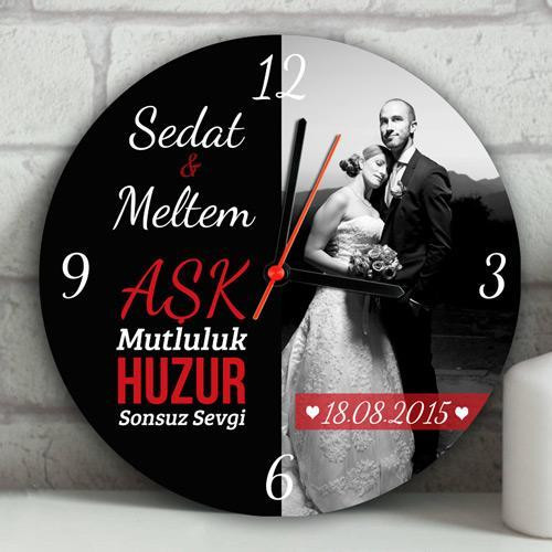 Yıldönümü Hediyesi Ahşap Duvar Saati - 27 cm