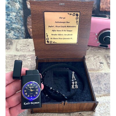 Sevgiliye Hediye Saatli Işıklı Çakmak Ve Tespih