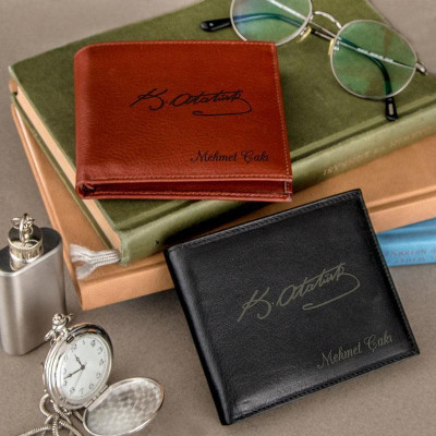 Atatürk İmzalı Kişiye Özel Erkek Cüzdan