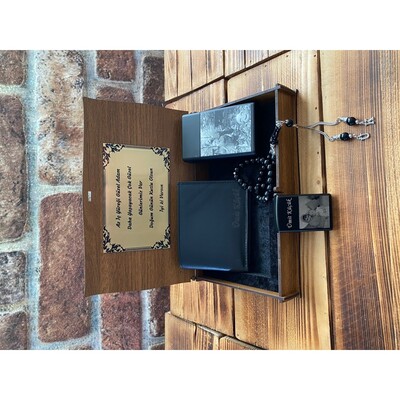 Babaya Hediye Çakmak Tespih Cüzdan ve Sigaralık Seti