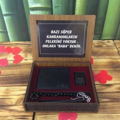 Babaya Özel Hediye Seti - Cüzdan - Çakmak - Kalem - Tespih