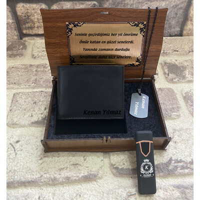 Erkeğe Hediye Cüzdan- Çakmak- Künye Seti