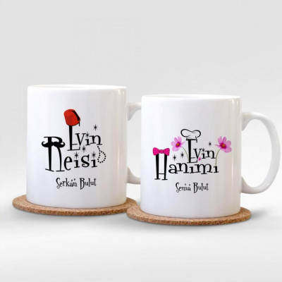 Evin Reisi Evin Hanımı 2li Kupa Bardak Seti