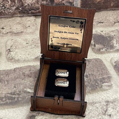 Kişiye Özel Ahşap Kutulu Kol Düğmesi