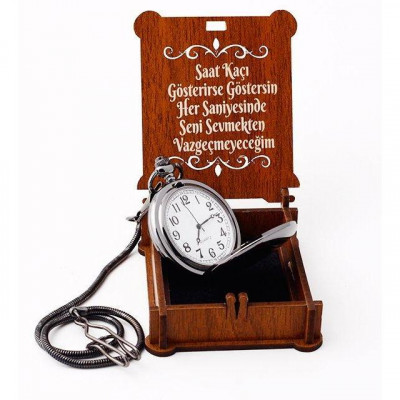 Kişiye Özel Ahşap Kutulu Köstekli Saat