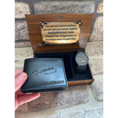 Kişiye Özel Atatürk Cüzdan ve Saat Seti
