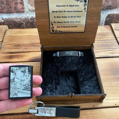 Kişiye Özel Bileklik Çakmak ve Anahtarlık Seti