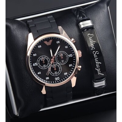 Kişiye Özel Bileklik ve Kol Saati Seti