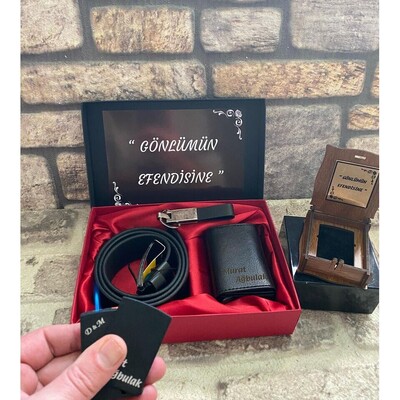 Kişiye Özel Çakmak-Kartlık- Kemer- Anahtarlık Seti