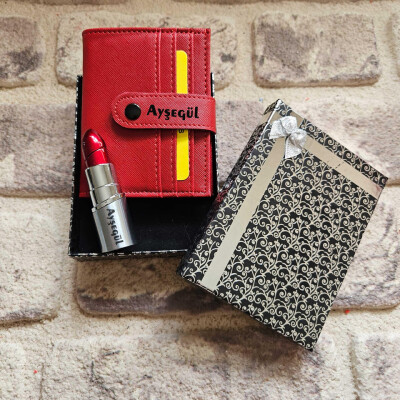 Kişiye Özel Cüzdan ve Ruj Çakmak Seti