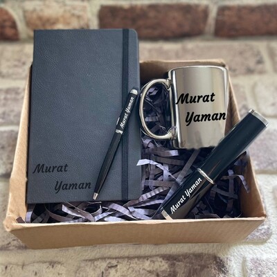 Kişiye Özel Defter Kalem Gümüş Kupa Seti