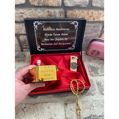 Kişiye Özel Gold Çakmak, Sihirli Küllük ve Tespih Seti