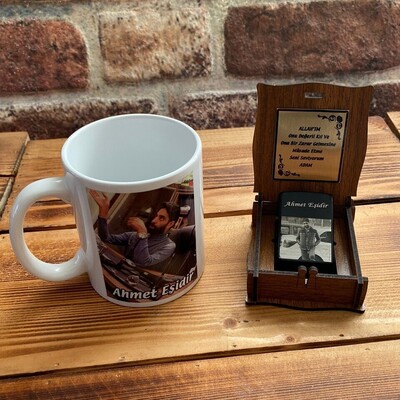 Kişiye Özel Kupa Bardak ve Fotoğraflı Çakmak Seti