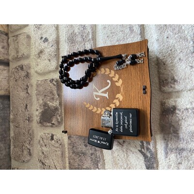 Kişiye Özel Metal Çakmak ve Tespih Seti