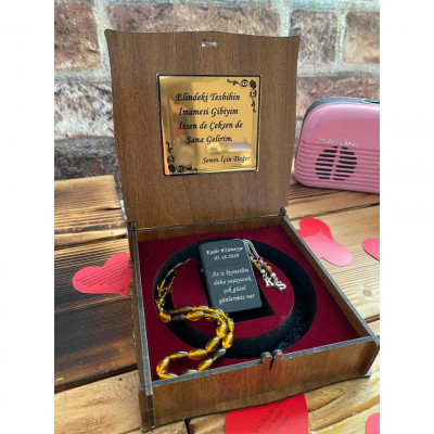 Kişiye Özel Tespih Çakmak Seti - Kahverengi Tespih