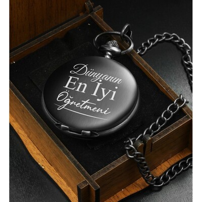 Öğretmene Özel Ahşap Kutulu Köstekli Saat