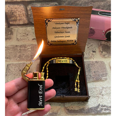 Sevgililer Günü Hediyesi Çakmak, Tespih ve Bileklik Seti