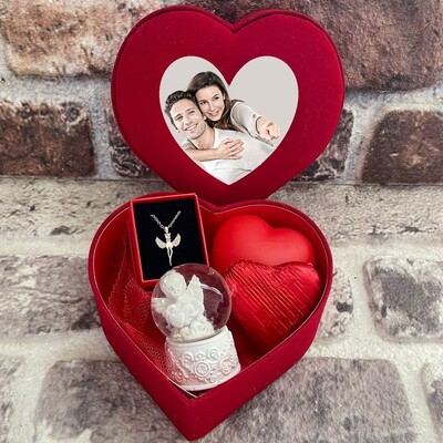 Sevgiliye Hediye Melekli Kalp Kutu