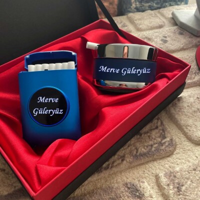 Usb Çakmaklı Işıklı Sigara Tabakası Mavi