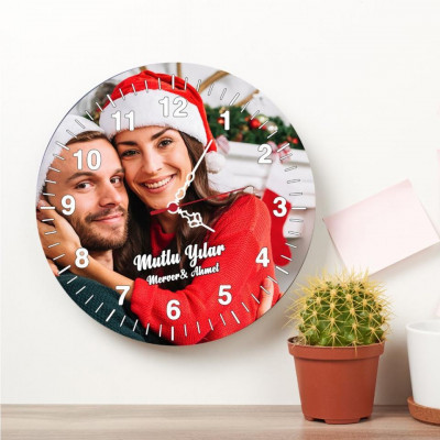 Yılbaşı Hediyesi Ahşap Duvar Saati  27cm
