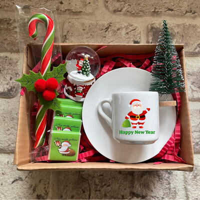 Yılbaşı Hediyesi Kahve Fincanlı Kutu - Noel Baba