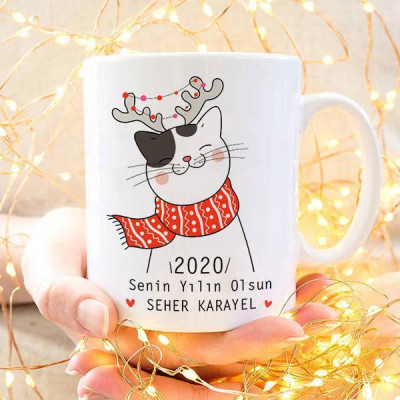 Yılbaşı Hediyesi Kupa Bardak - Kediciğin Dileği