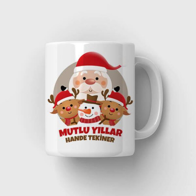 Yılbaşı Hediyesi Kupa Bardak - Noel Baba ve Arkadaşları