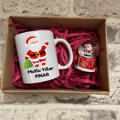 Yılbaşı Hediyesi Kupa Bardak ve Mini Kar Küresi Seti