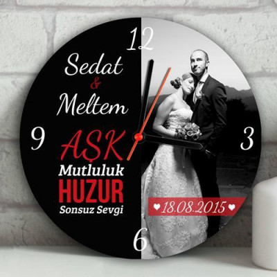 Yıldönümü Hediyesi Ahşap Duvar Saati - 27 cm