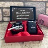 Sevgiliye Hediye Elektronik Çakmaklı Sigaralık Metal Kül Tablası ve Deri Anahtarlık Seti